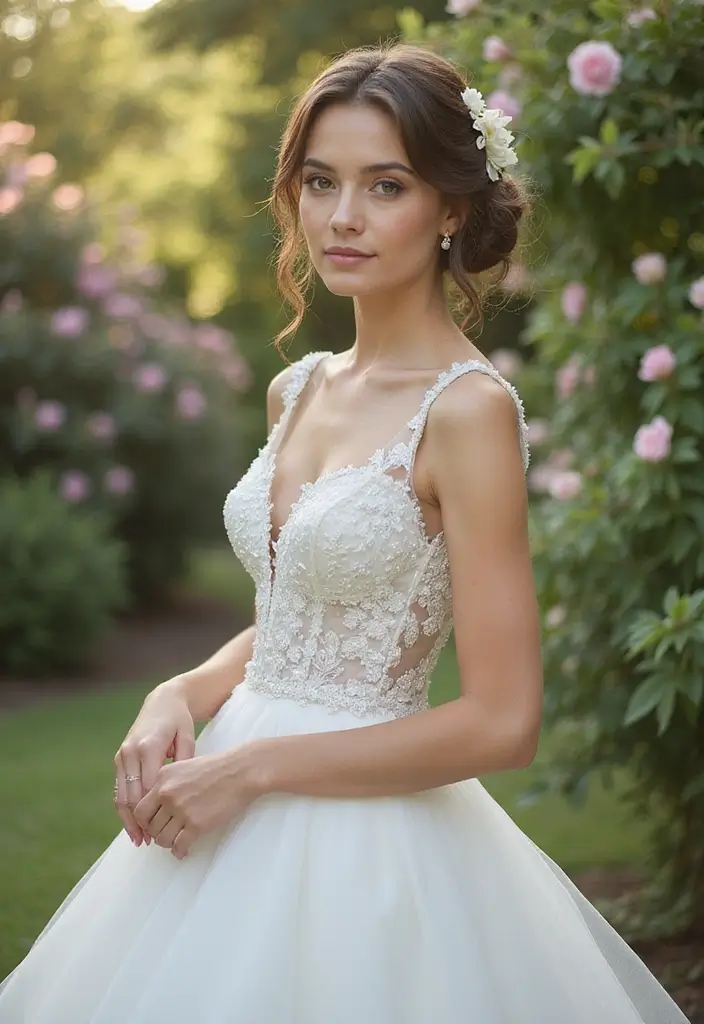 26 Classic Bun Hairstyles for Wedding Days That Last - 6. Half-Up Bun