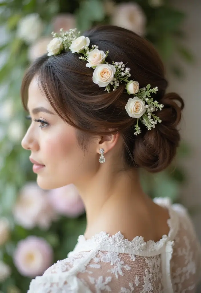 26 Classic Bun Hairstyles for Wedding Days That Last - 8. Twisted Halo Bun