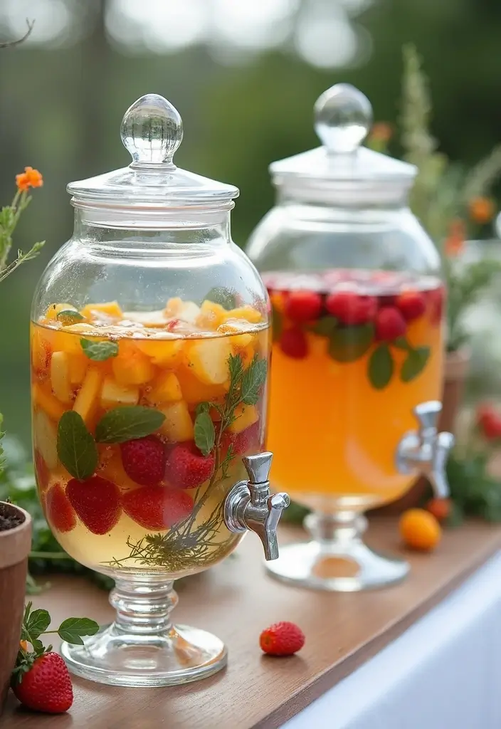 26 Creative Bar Menu Wedding Ideas to Impress Your Guests - 14. DIY Infused Water Station