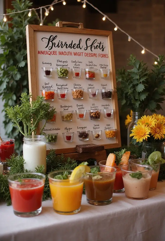 26 Creative Bar Menu Wedding Ideas to Impress Your Guests - 17. Creative Shot Options