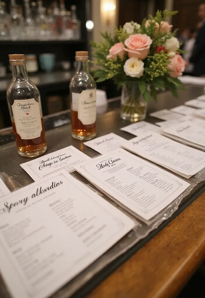 26 Creative Bar Menu Wedding Ideas to Impress Your Guests - 19. Cocktail Recipe Cards