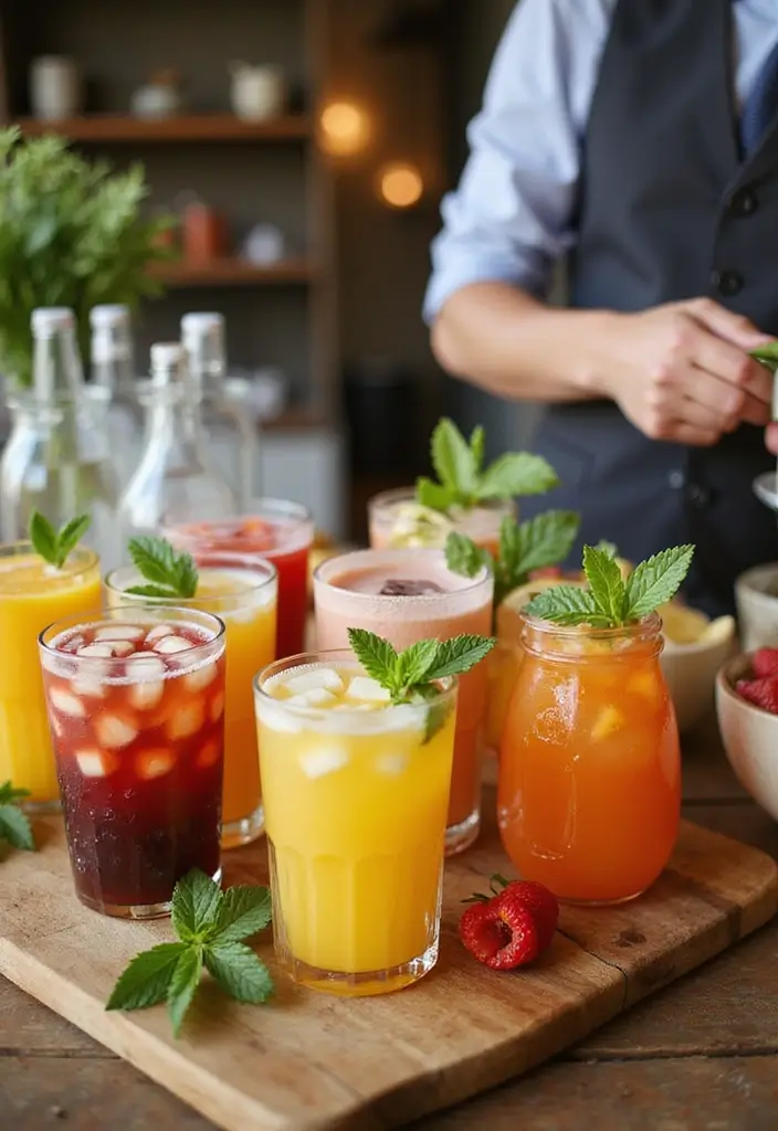 26 Creative Bar Menu Wedding Ideas to Impress Your Guests - 21. Colorful Non-Alcoholic Beverages