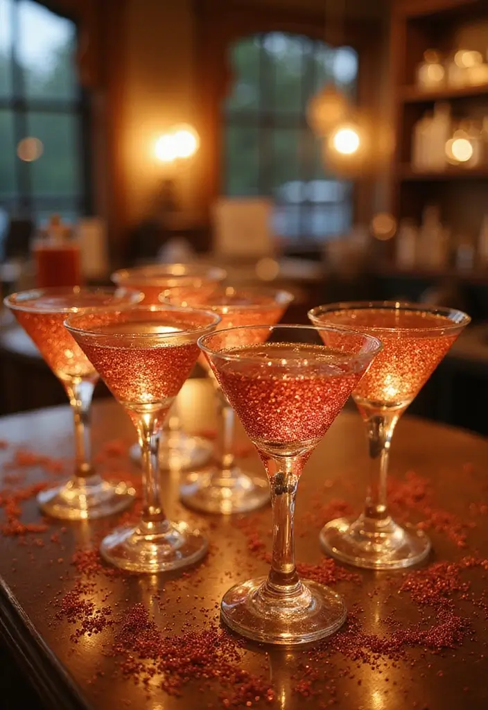 26 Creative Bar Menu Wedding Ideas to Impress Your Guests - 24. Glitter and Glam Cocktail