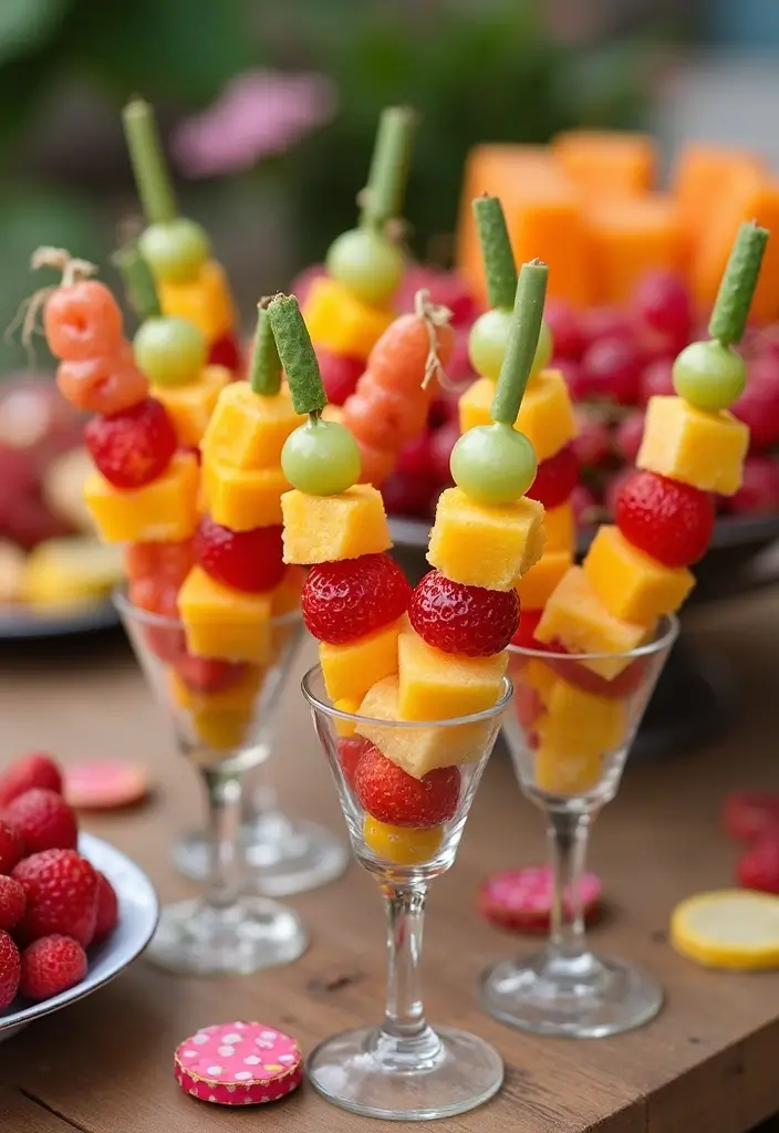 26 Elegant Wedding Buffet Food Options for Easy Dining - 15. Fruit Skewers