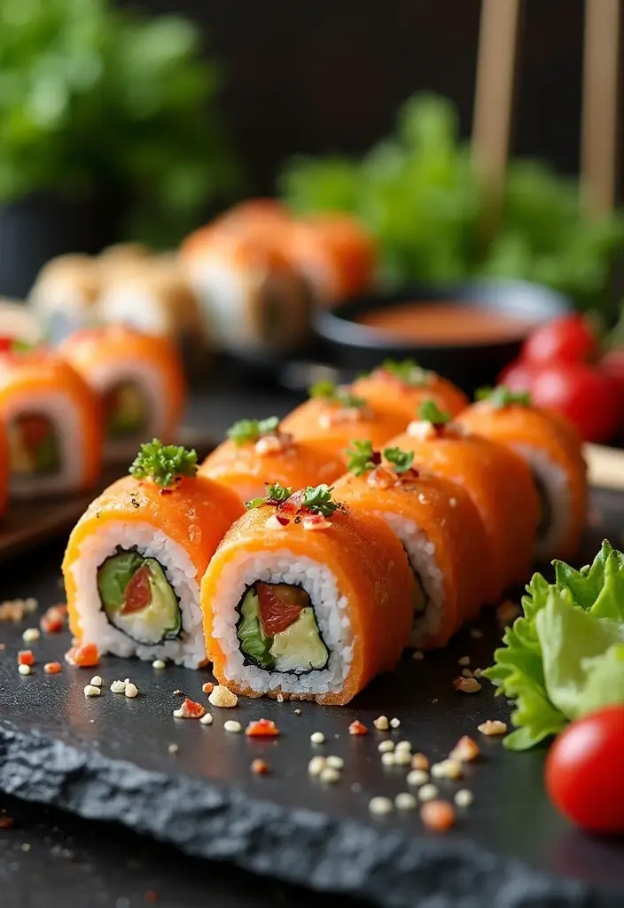 26 Elegant Wedding Buffet Food Options for Easy Dining - 3. Vegan Sushi Rolls
