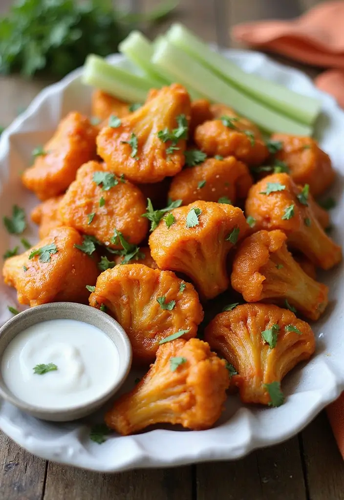 26 Elegant Wedding Buffet Food Options for Easy Dining - 9. Cauliflower Buffalo Wings