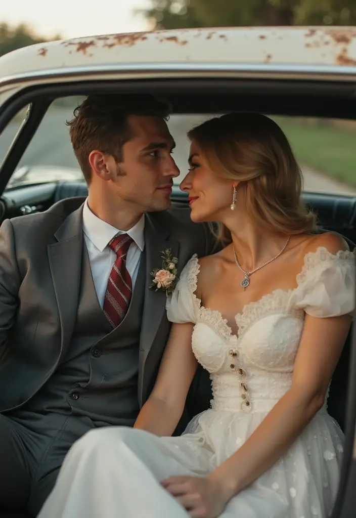 26 Heartfelt Wedding Engagement Photos to Capture Your Love - 11. Vintage Charm