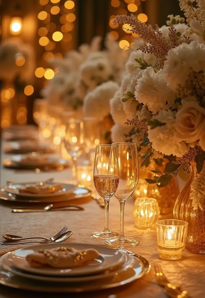 26 Sophisticated Champagne Wedding Colors for Timeless Elegance - 20. Gold and Champagne