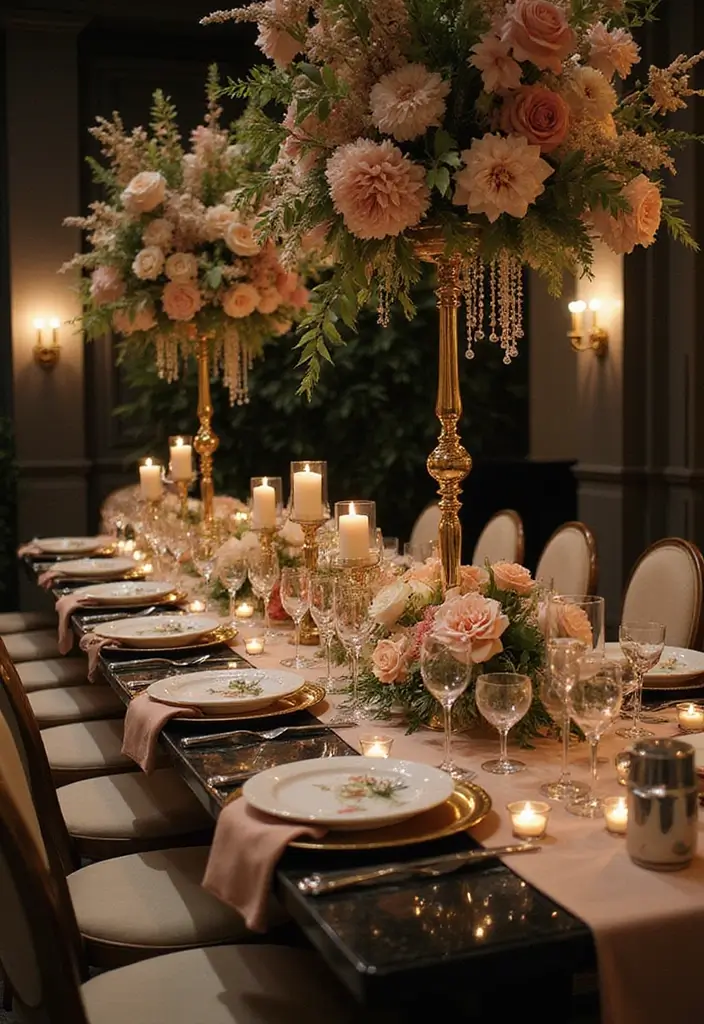 26 Sophisticated Champagne Wedding Colors for Timeless Elegance - 26. Onyx and Champagne