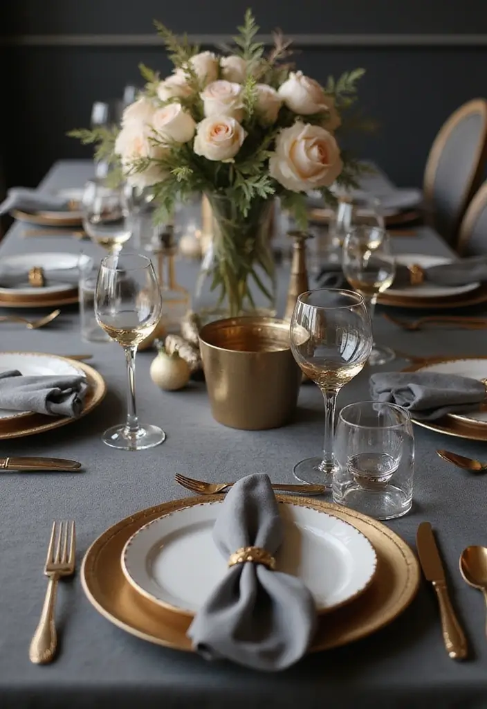 26 Sophisticated Champagne Wedding Colors for Timeless Elegance - 7. Charcoal Gray and Champagne