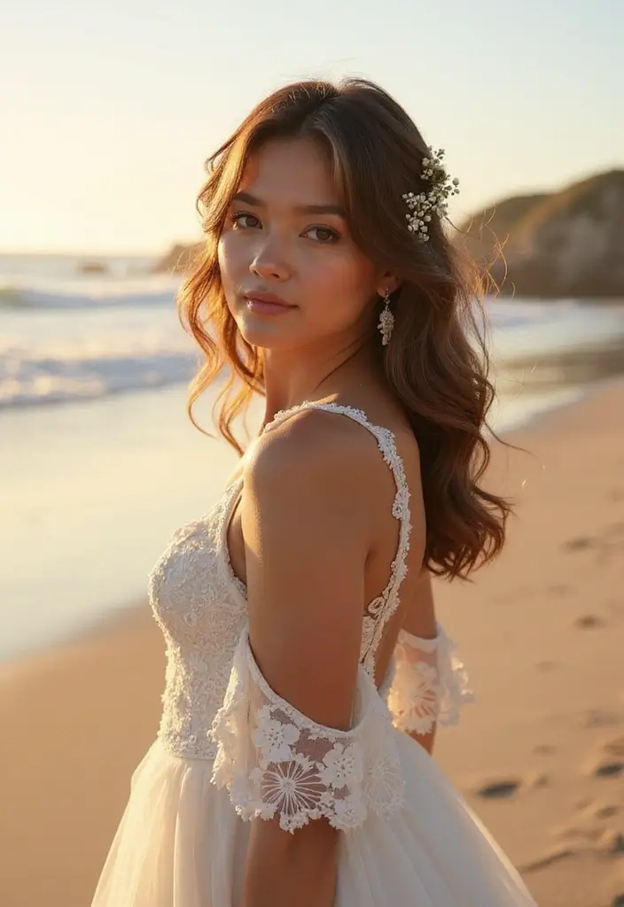 26 Stunning Beach Wedding Hairstyles for a Breezy, Romantic Look - 1. Loose Wavy Locks