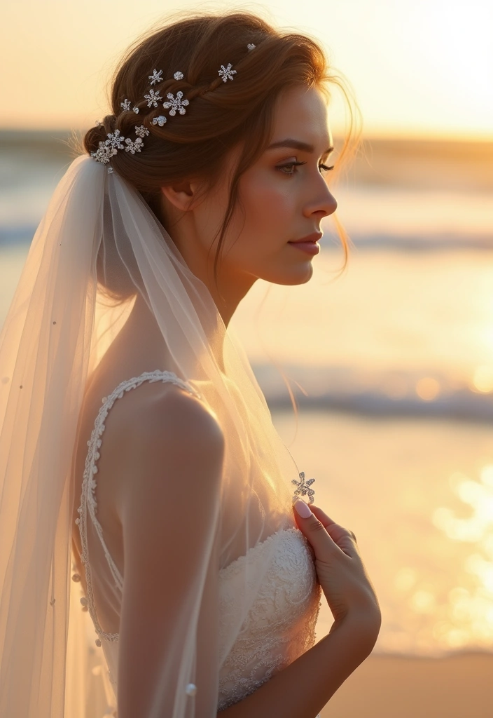 26 Stunning Beach Wedding Hairstyles for a Breezy, Romantic Look - 16. Elegant Twist with Veil