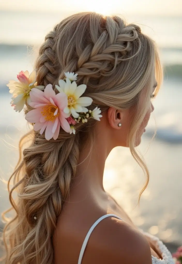 26 Stunning Beach Wedding Hairstyles for a Breezy, Romantic Look - 21. Layered Braids with Beachy Waves