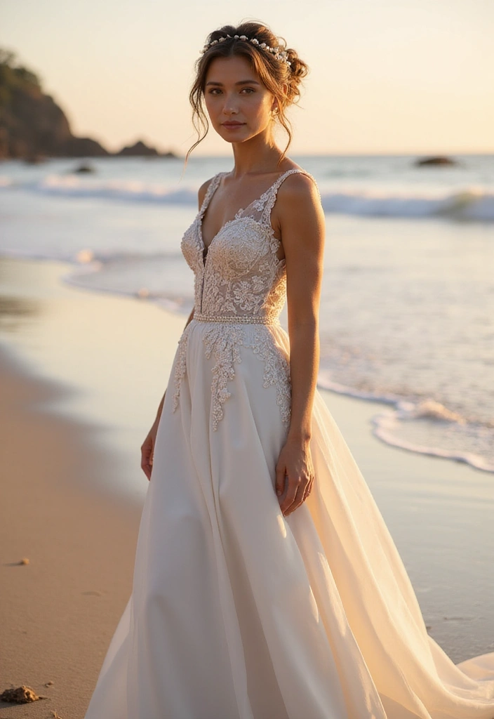 26 Stunning Beach Wedding Hairstyles for a Breezy, Romantic Look - 26. Pearled Updo with Loose Strands