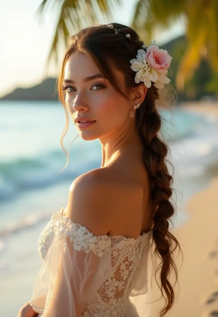 26 Stunning Beach Wedding Hairstyles for a Breezy, Romantic Look - 6. Beach Wave Fishtail Braid