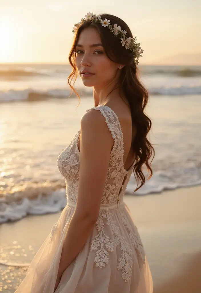 26 Stunning Beach Wedding Hairstyles for a Breezy, Romantic Look - 7. Bohemian Crown Braid