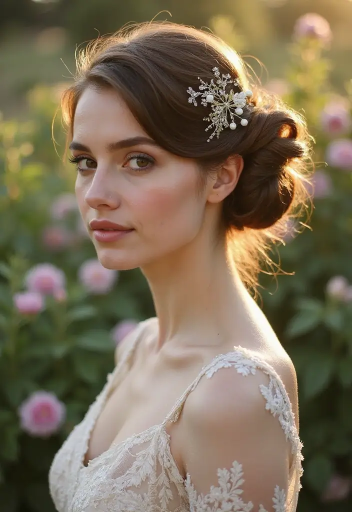 27 Beautiful Boho Wedding Hairstyles for a Free-Spirited Celebration - 7. Vintage Updo with Soft Waves