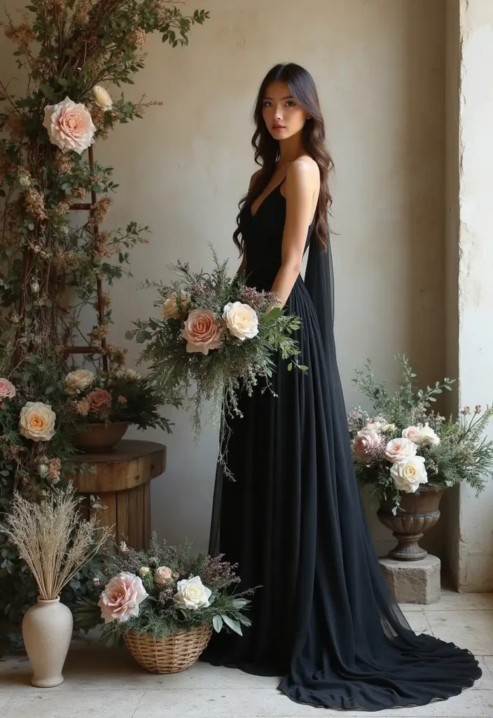 27 Charming Boho Wedding Colors to Create a Relaxed Atmosphere - 22. Charcoal