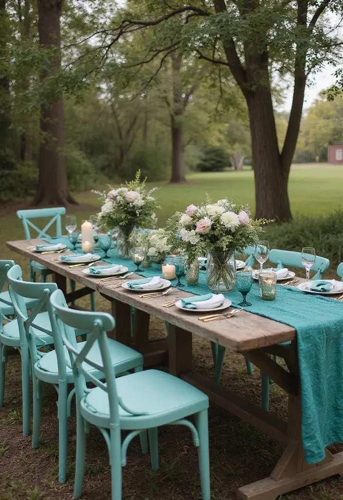 27 Charming Rustic Wedding Colors to Create a Natural Ambiance - 23. Vibrant Teal