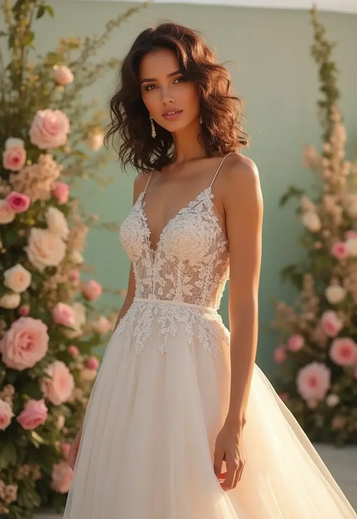 27 Flawless Curly Hairstyles for Wedding Elegance and Charm - 13. Curly Lob with Beachy Waves