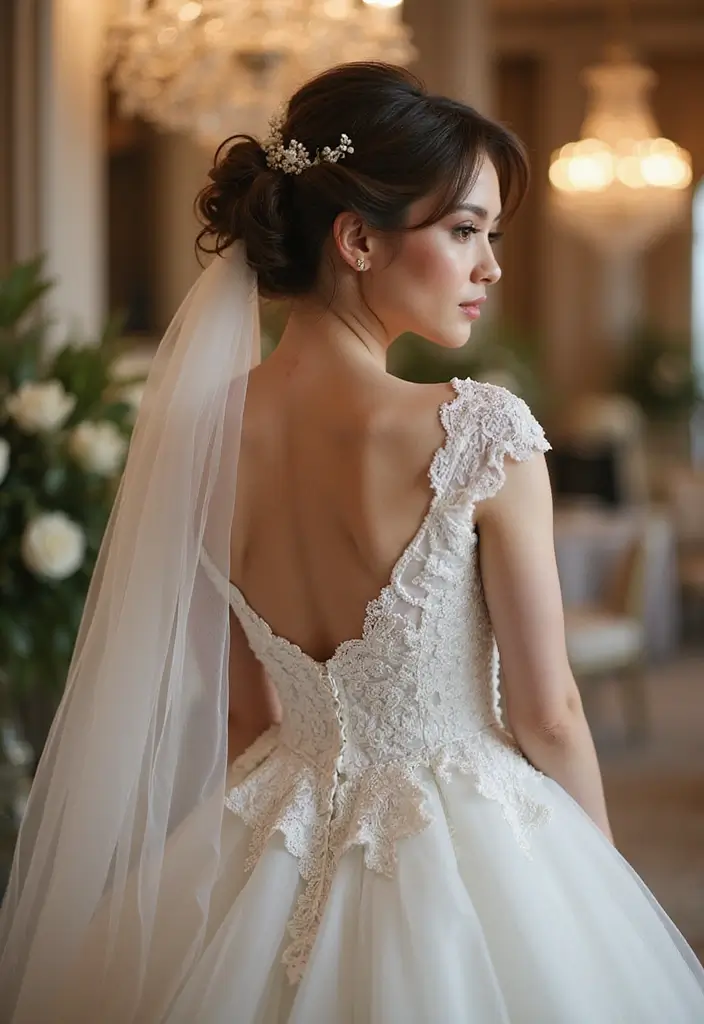 27 Flawless Curly Hairstyles for Wedding Elegance and Charm - 16. Curly Lace Updo
