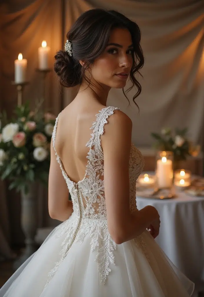 27 Flawless Curly Hairstyles for Wedding Elegance and Charm - 21. Curly Low Bun