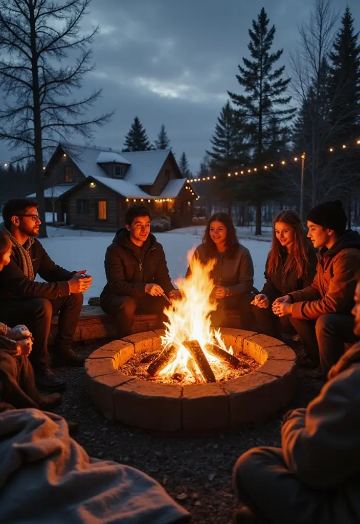 27 Magical Christmas Wedding Inspiration for a Festive Celebration - 16. Cozy Bonfire Reception
