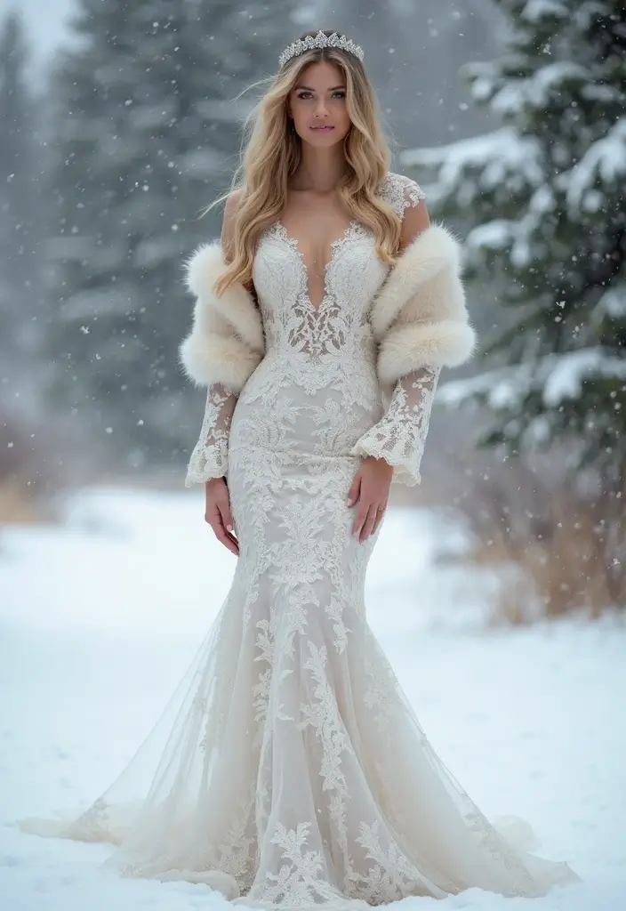 27 Magical Christmas Wedding Inspiration for a Festive Celebration - 3. Winter-Inspired Bridal Attire