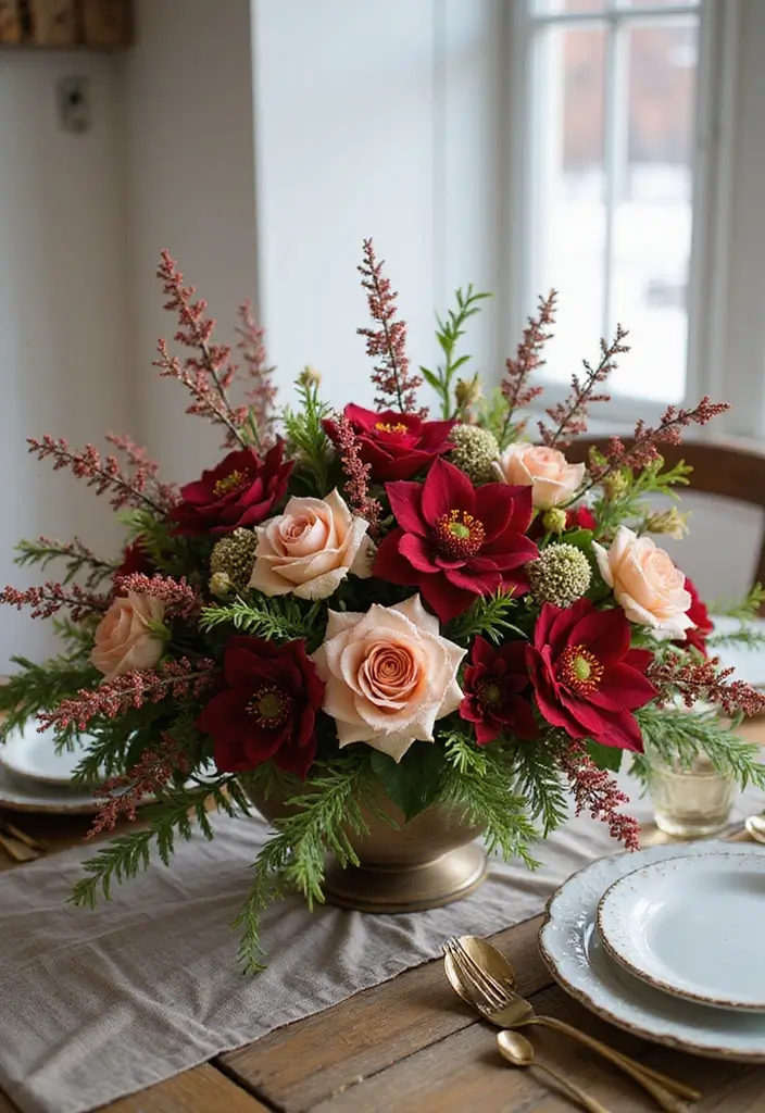 27 Magical Christmas Wedding Inspiration for a Festive Celebration - 5. Seasonal Floral Arrangements