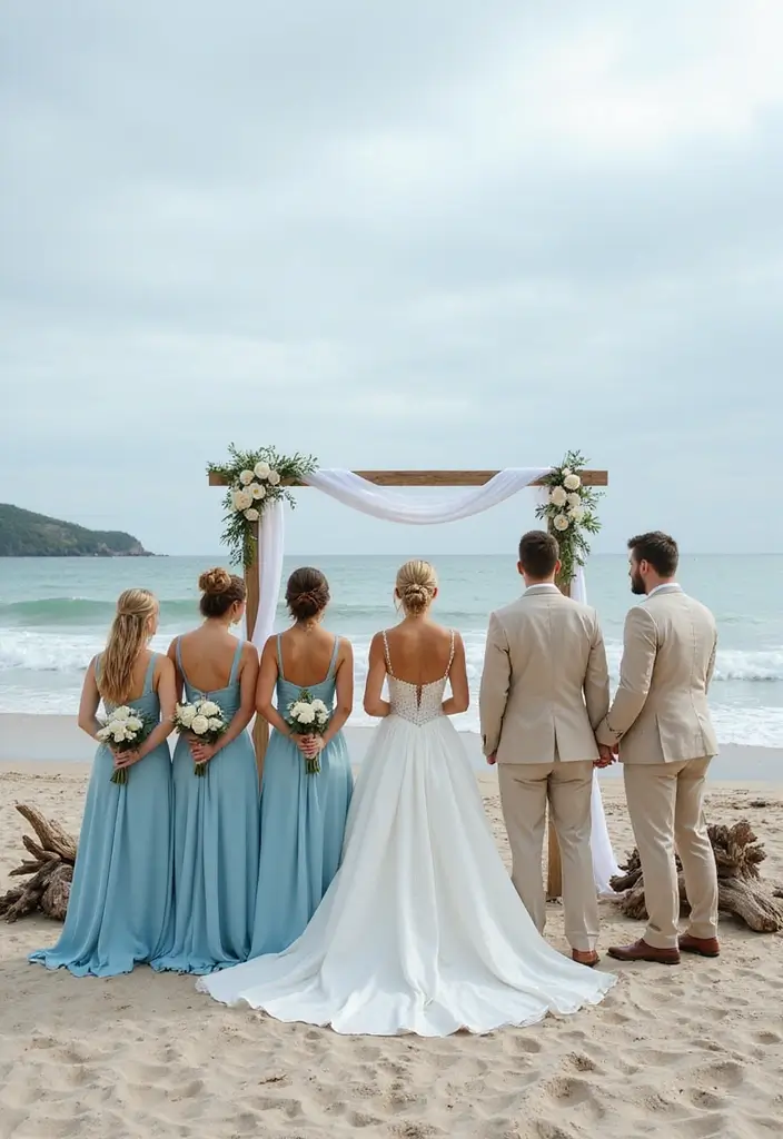 27 Refreshing Beach Wedding Colors for a Seaside Ceremony - 1. Seaside Blue & Sandy Beige