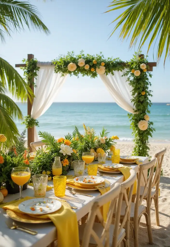 27 Refreshing Beach Wedding Colors for a Seaside Ceremony - 12. Tropical Green & Bright Yellow