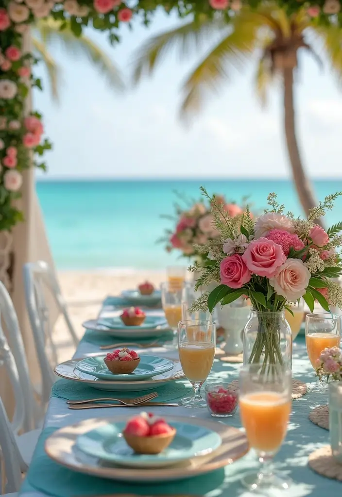 27 Refreshing Beach Wedding Colors for a Seaside Ceremony - 13. Raspberry & Ocean Mist