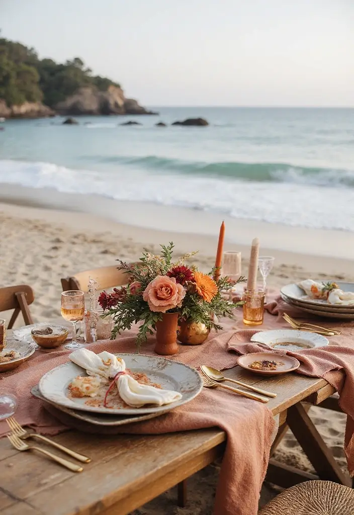 27 Refreshing Beach Wedding Colors for a Seaside Ceremony - 14. Terracotta & Beach Sand