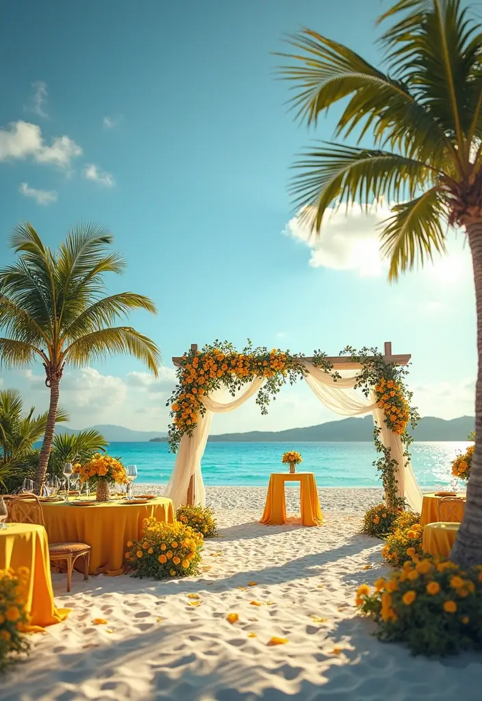 27 Refreshing Beach Wedding Colors for a Seaside Ceremony - 15. Golden Yellow & Cobalt Blue