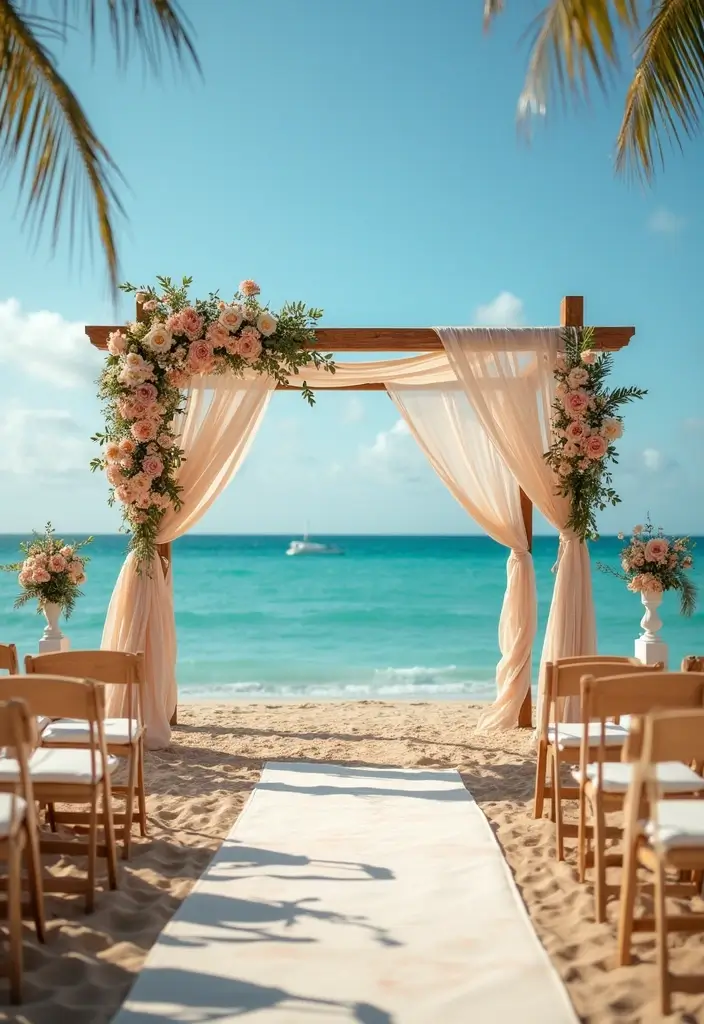 27 Refreshing Beach Wedding Colors for a Seaside Ceremony - 21. Warm Tan & Ocean Blue