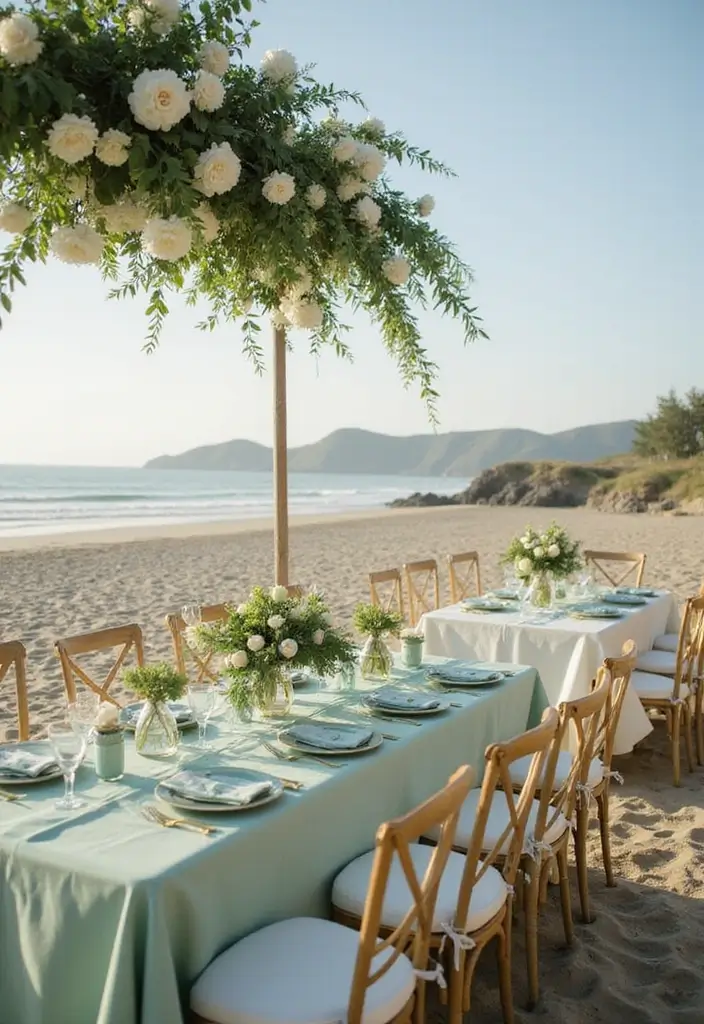 27 Refreshing Beach Wedding Colors for a Seaside Ceremony - 3. Mint Green & Gold