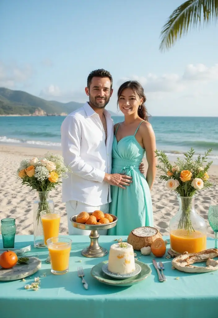27 Refreshing Beach Wedding Colors for a Seaside Ceremony - 6. Teal & Coconut White