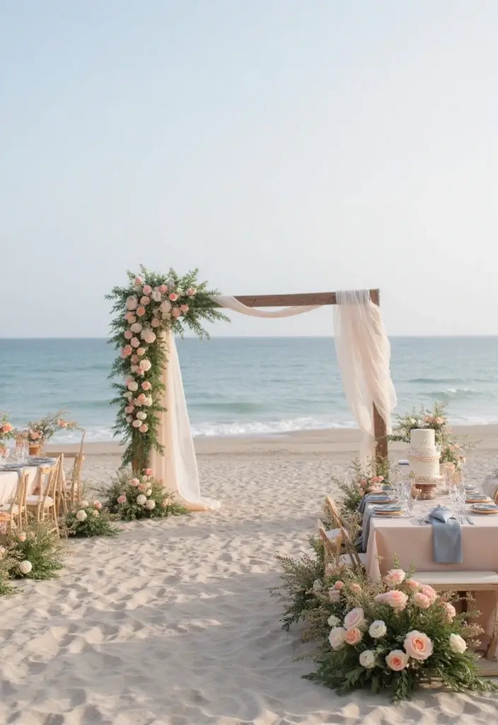 27 Refreshing Beach Wedding Colors for a Seaside Ceremony - 7. Peach & Soft Gray