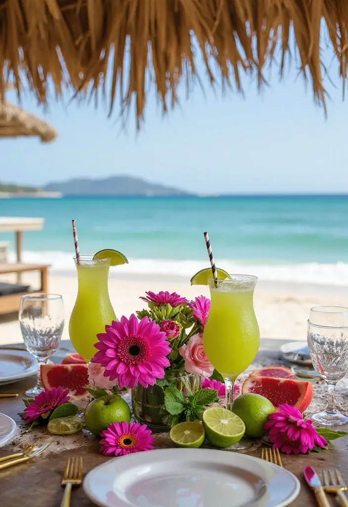 27 Refreshing Beach Wedding Colors for a Seaside Ceremony - 8. Fuchsia & Lime Green