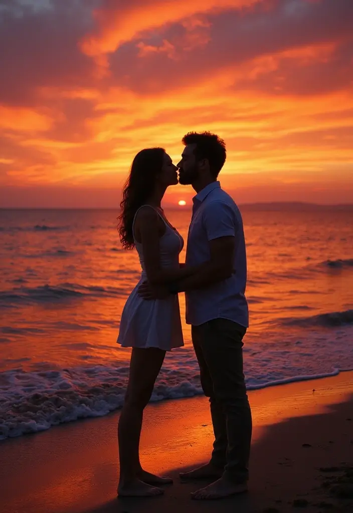 27 Romantic Couple Wedding Photos to Treasure Forever - 1. Beach Bliss: Sunset Kisses