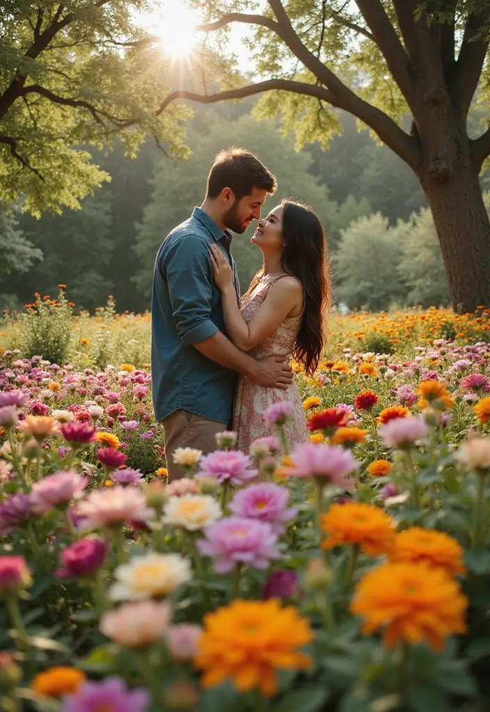 27 Romantic Couple Wedding Photos to Treasure Forever - 11. Garden Elegance: Nature's Beauty
