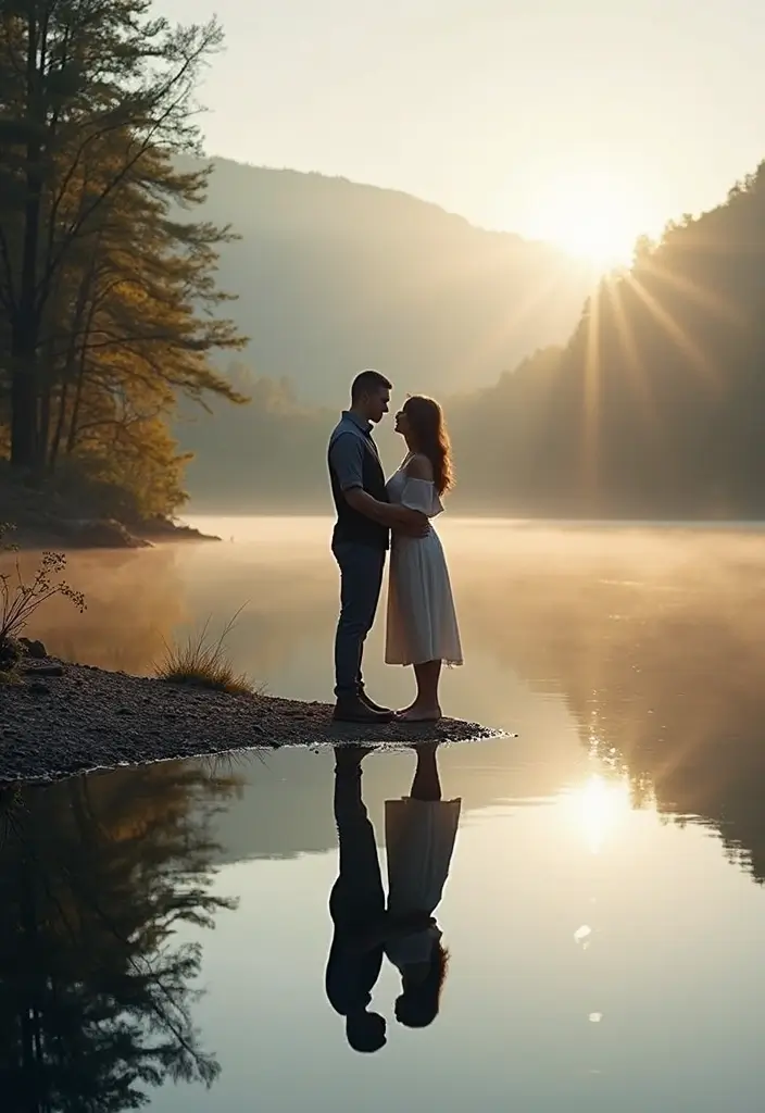 27 Romantic Couple Wedding Photos to Treasure Forever - 24. Reflection of Love: Water Scenes