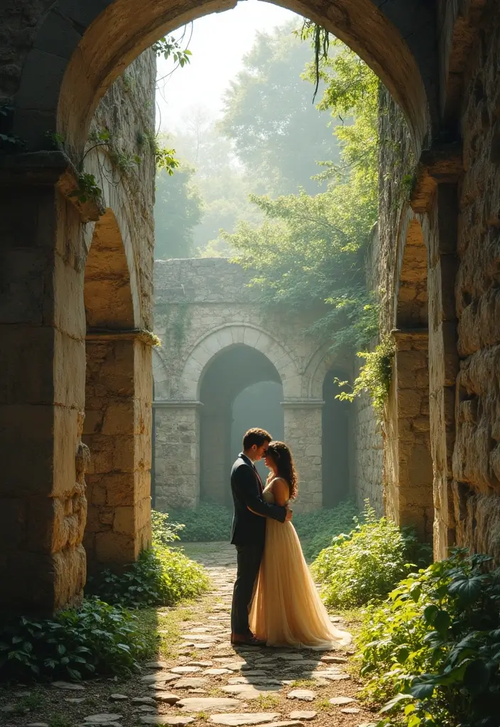 27 Romantic Couple Wedding Photos to Treasure Forever - 7. Historic Ruins: Timeless Love
