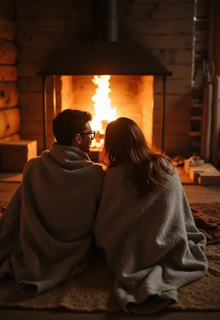27 Romantic Couple Wedding Photos to Treasure Forever - 8. Cozy Cabins: Warmth of Togetherness