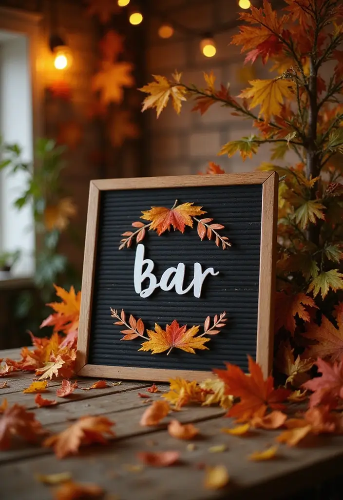 27 Stylish Bar Sign Wedding Designs for a Fun Celebration - 11. Seasonal Bar Sign