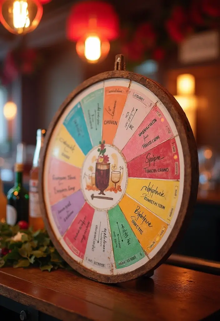 27 Stylish Bar Sign Wedding Designs for a Fun Celebration - 15. Cocktail Flavor Wheel Sign