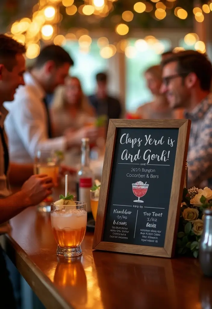 27 Stylish Bar Sign Wedding Designs for a Fun Celebration - 16. Signature Drink Sign