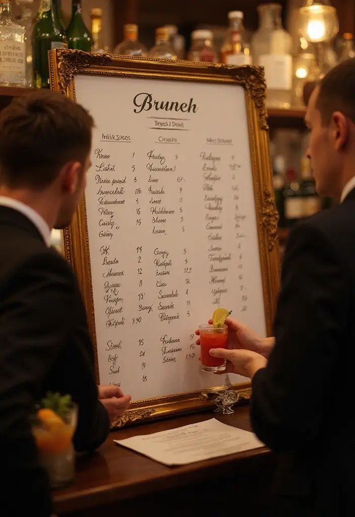 27 Stylish Bar Sign Wedding Designs for a Fun Celebration - 17. Interactive Drink Menu Board