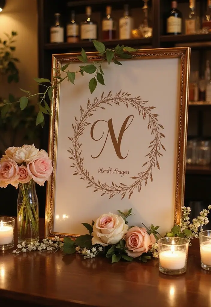 27 Stylish Bar Sign Wedding Designs for a Fun Celebration - 18. Monogram Bar Sign