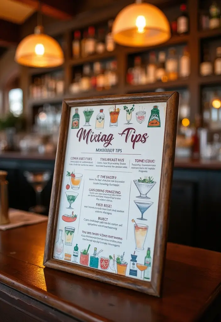 27 Stylish Bar Sign Wedding Designs for a Fun Celebration - 19. Mixology Tips Sign